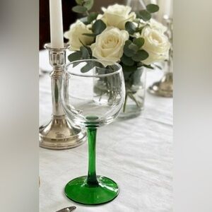 French Emerald Collection by Christal D’Argues-Durand Green Stem Glasses Set of5